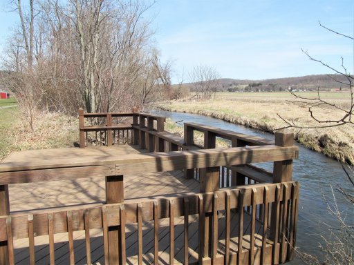 This observation/fishing platform is located along Elm Creek where it flows next to the municipal park on Weeden Road in Randolph. The park provides access to about 1,300 feet of the stream.