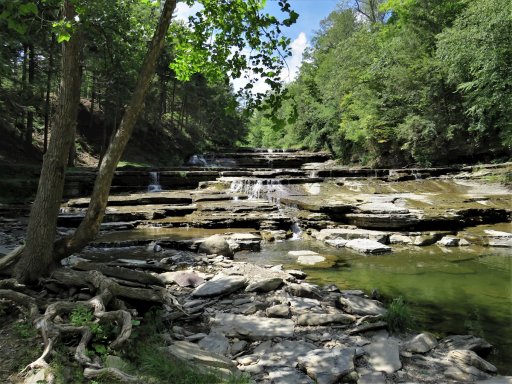 This waterfall on Canaseraga Creek can be accessed from Sun Valley Campsites in the village of Canaseraga. Be sure to stop in at the main office to get permission to access the property.
